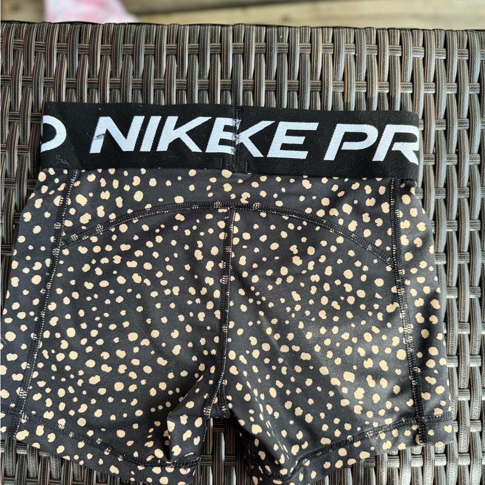 Nike Pro Black and Tan Dotted Shorts